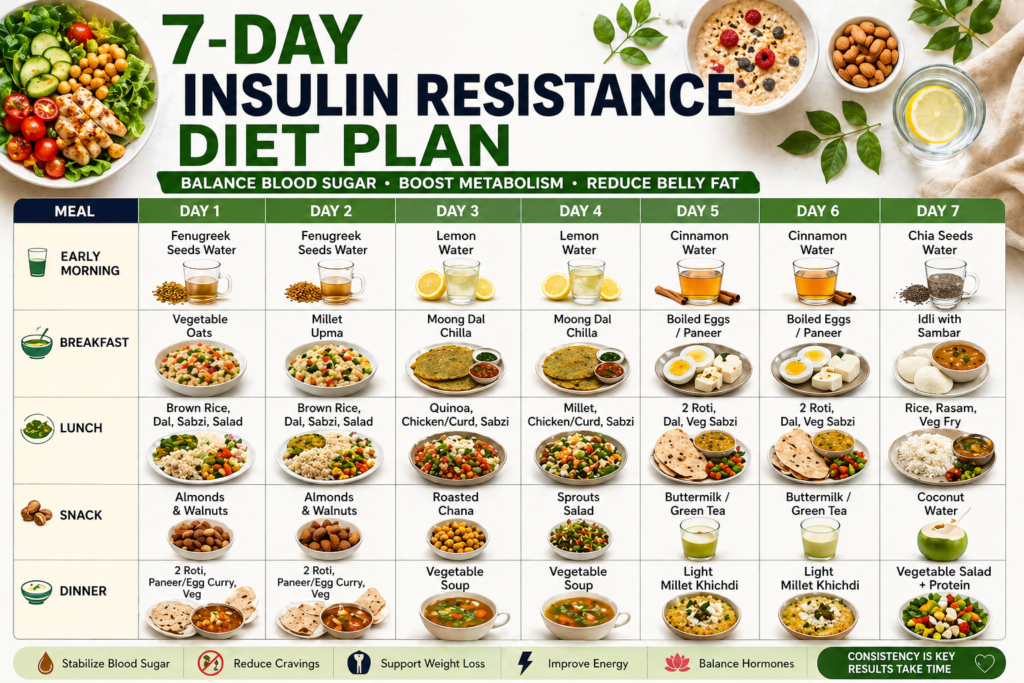 7 day insulin resistance diet plan healthy meal chart