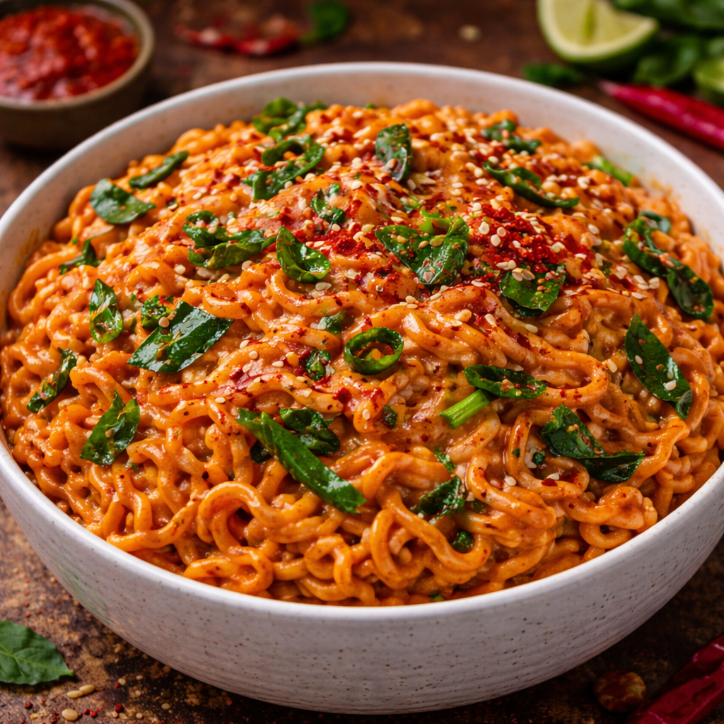 Creamy Korean Buldak Noodles