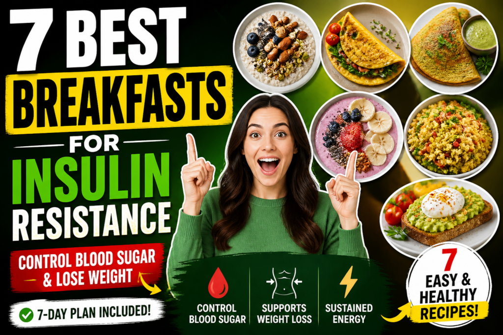 7 best Insulin Resistance Breakfast Plan including healthy meal ideas to control blood sugar, reduce cravings, and support weight loss
