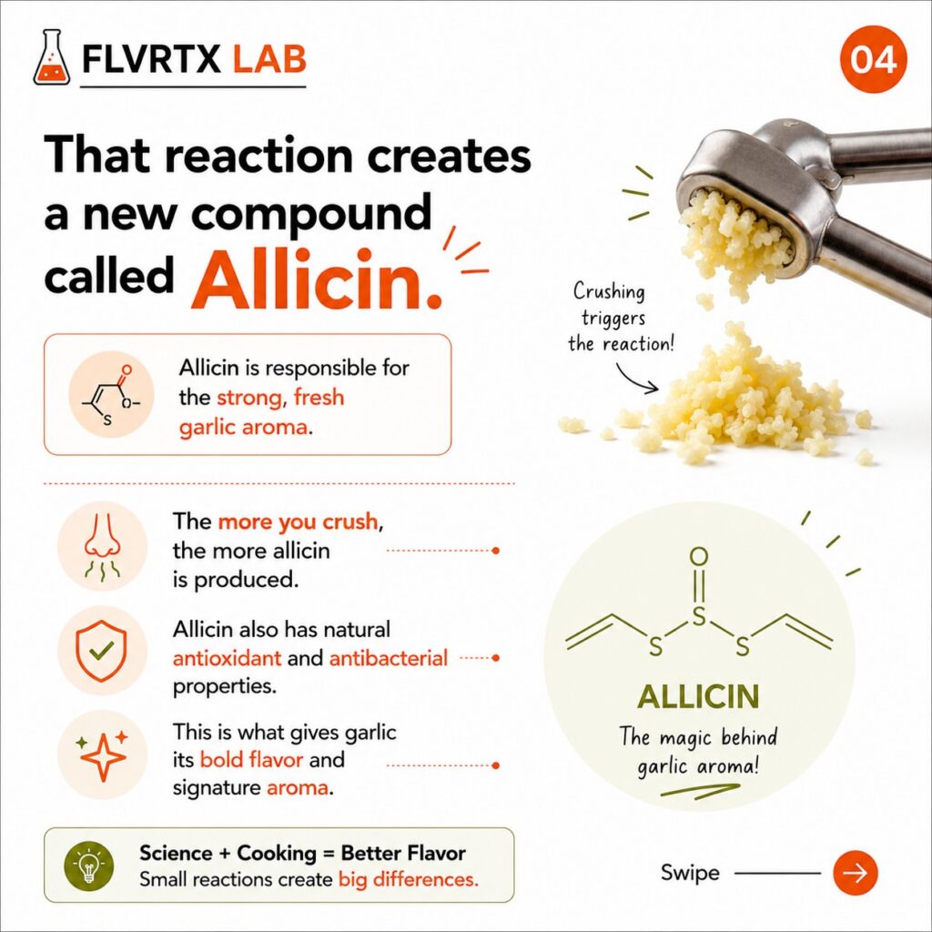 Allicin formation after crushing garlic