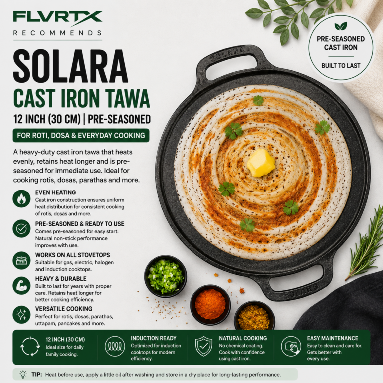 SOLARA 12-inch pre-seasoned cast iron tawa with dosa
